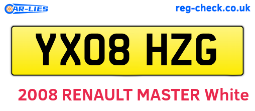 YX08HZG are the vehicle registration plates.