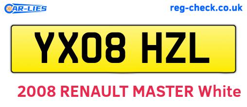 YX08HZL are the vehicle registration plates.