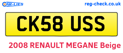 CK58USS are the vehicle registration plates.