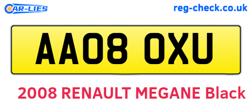 AA08OXU are the vehicle registration plates.