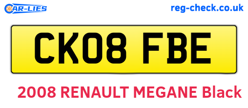 CK08FBE are the vehicle registration plates.