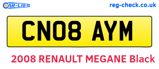 CN08AYM are the vehicle registration plates.
