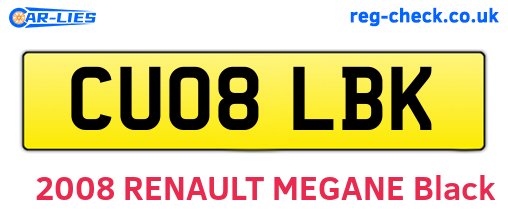 CU08LBK are the vehicle registration plates.