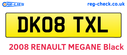 DK08TXL are the vehicle registration plates.