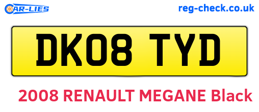 DK08TYD are the vehicle registration plates.