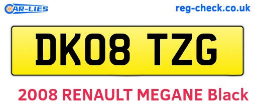 DK08TZG are the vehicle registration plates.