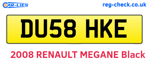 DU58HKE are the vehicle registration plates.