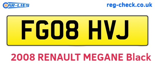FG08HVJ are the vehicle registration plates.