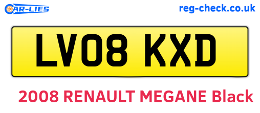LV08KXD are the vehicle registration plates.