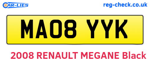 MA08YYK are the vehicle registration plates.