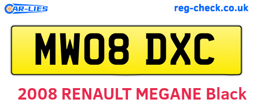 MW08DXC are the vehicle registration plates.