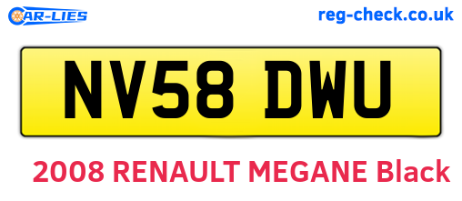 NV58DWU are the vehicle registration plates.