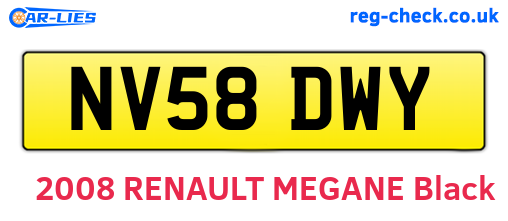 NV58DWY are the vehicle registration plates.