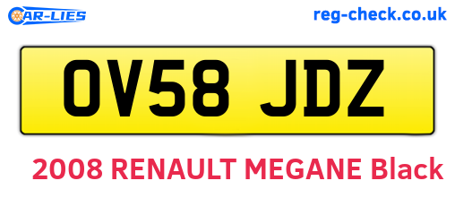 OV58JDZ are the vehicle registration plates.