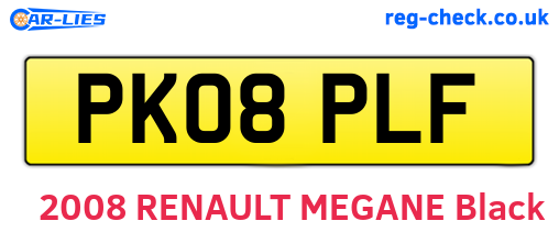 PK08PLF are the vehicle registration plates.