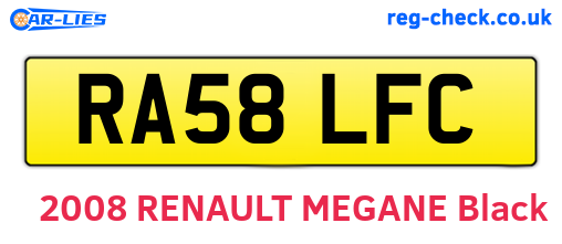 RA58LFC are the vehicle registration plates.