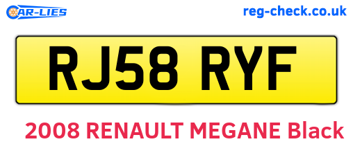 RJ58RYF are the vehicle registration plates.