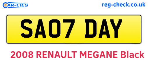 SA07DAY are the vehicle registration plates.