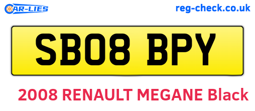 SB08BPY are the vehicle registration plates.