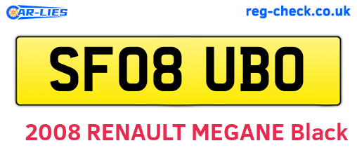 SF08UBO are the vehicle registration plates.