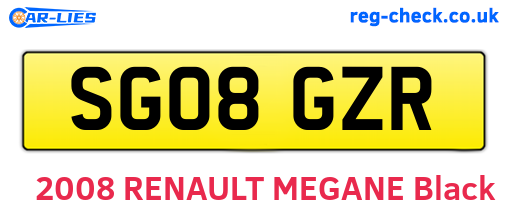 SG08GZR are the vehicle registration plates.