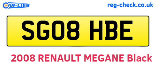 SG08HBE are the vehicle registration plates.