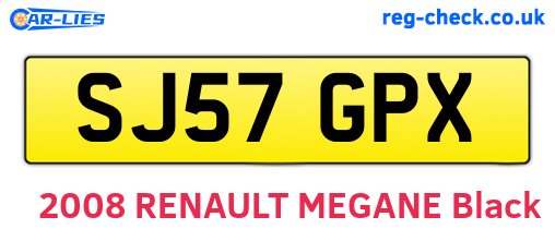 SJ57GPX are the vehicle registration plates.