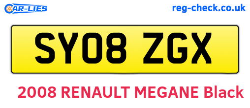 SY08ZGX are the vehicle registration plates.