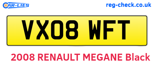 VX08WFT are the vehicle registration plates.