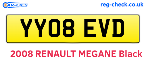 YY08EVD are the vehicle registration plates.