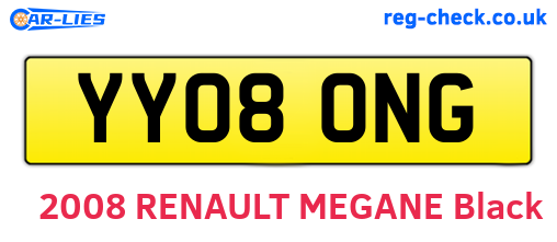 YY08ONG are the vehicle registration plates.
