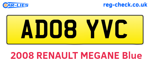 AD08YVC are the vehicle registration plates.
