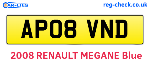 AP08VND are the vehicle registration plates.