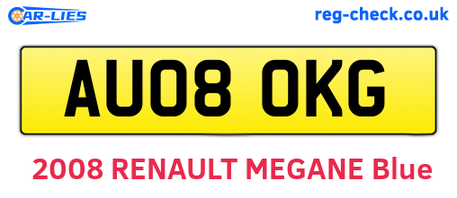 AU08OKG are the vehicle registration plates.