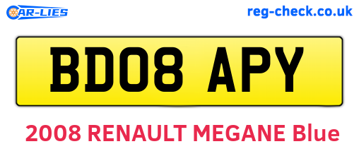 BD08APY are the vehicle registration plates.