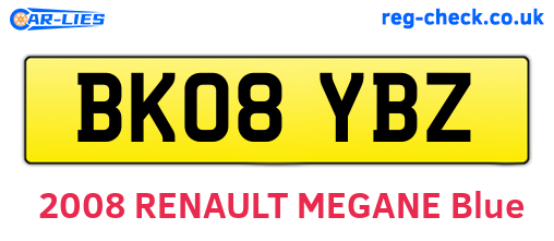 BK08YBZ are the vehicle registration plates.