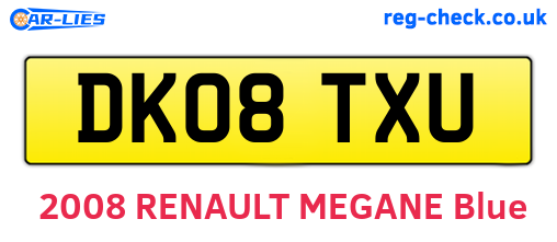 DK08TXU are the vehicle registration plates.