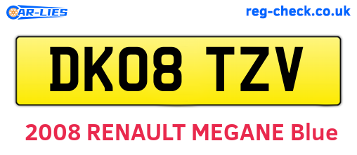 DK08TZV are the vehicle registration plates.
