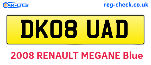 DK08UAD are the vehicle registration plates.