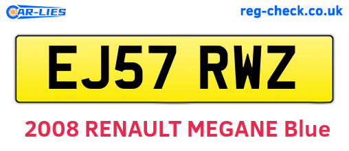 EJ57RWZ are the vehicle registration plates.
