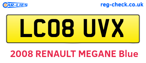 LC08UVX are the vehicle registration plates.