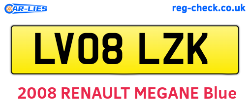 LV08LZK are the vehicle registration plates.
