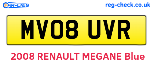 MV08UVR are the vehicle registration plates.