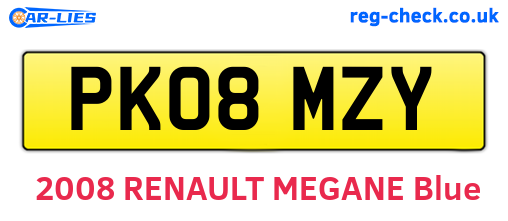 PK08MZY are the vehicle registration plates.