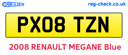 PX08TZN are the vehicle registration plates.