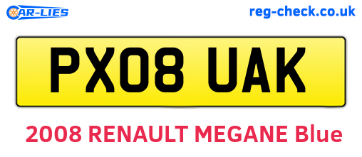 PX08UAK are the vehicle registration plates.