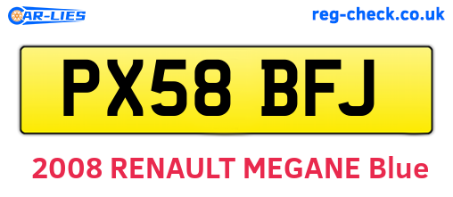 PX58BFJ are the vehicle registration plates.