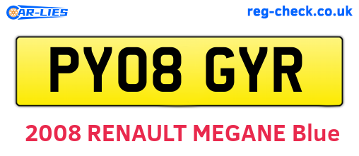 PY08GYR are the vehicle registration plates.