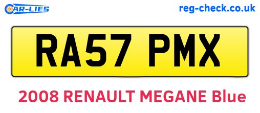 RA57PMX are the vehicle registration plates.