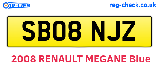 SB08NJZ are the vehicle registration plates.
